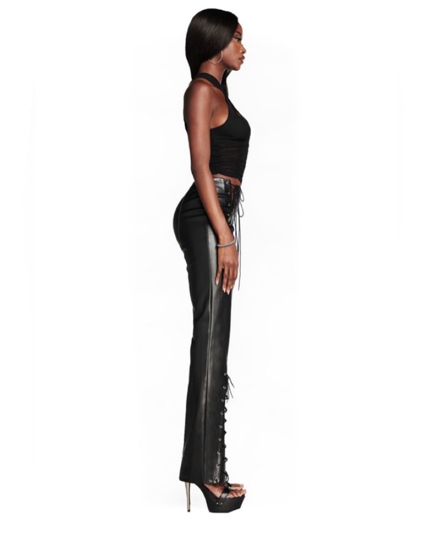 I Am Gia Ziva Leather Lace Up Pants by I AM GIA - Pickle