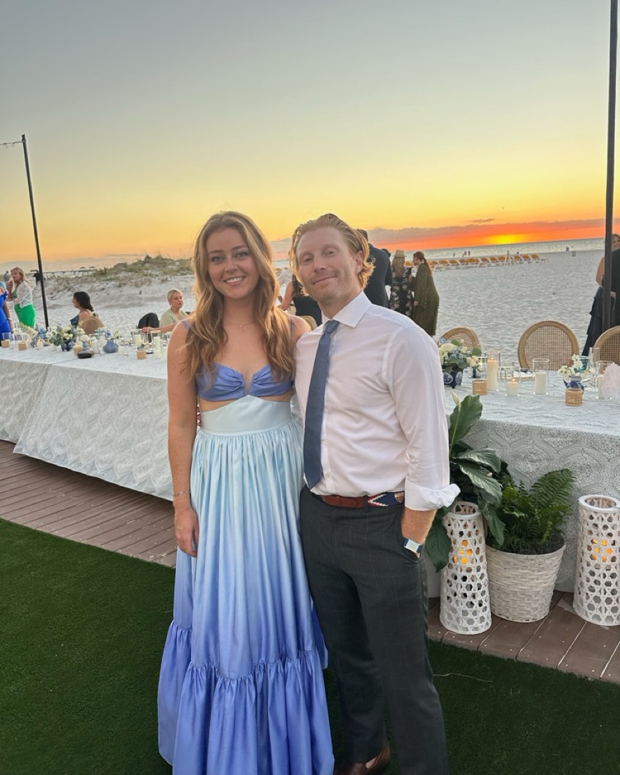 Sau Lee Blue Nova Satin Gown by Sau Lee - Pickle