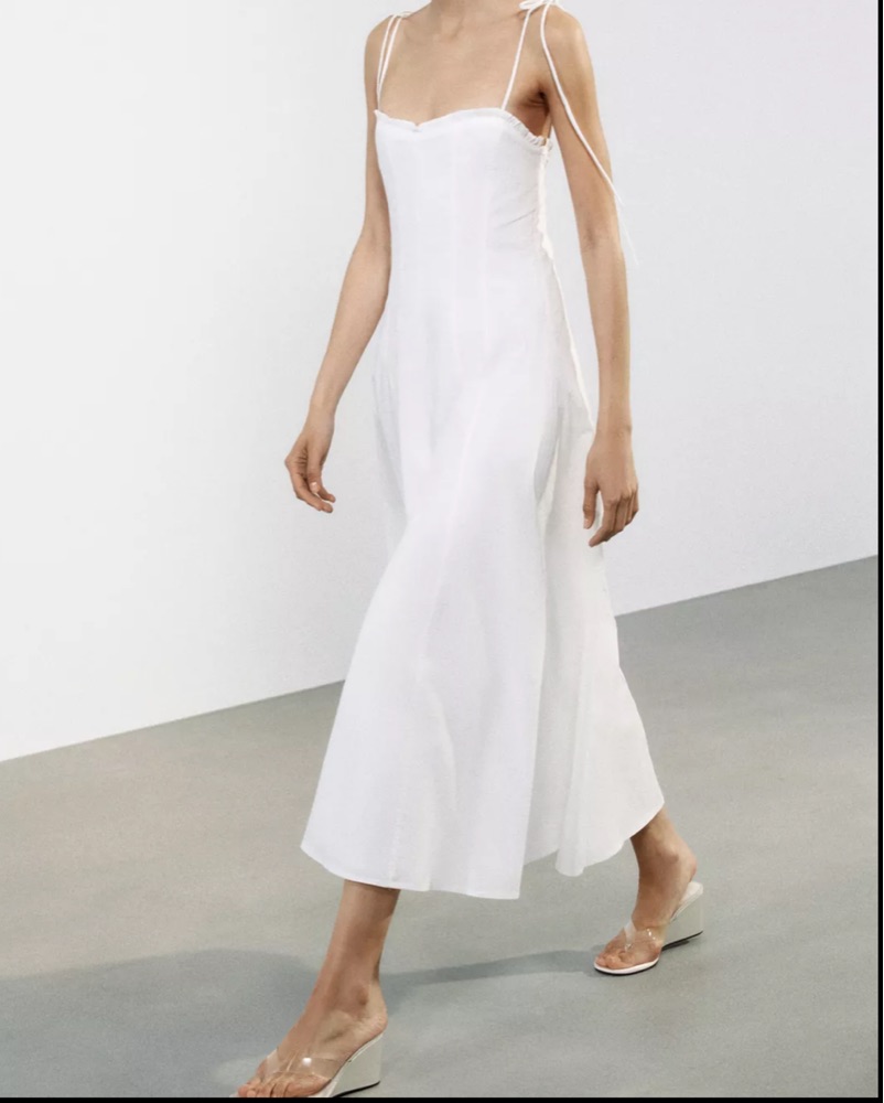 Zara Ruffled Poplin Midi Dress by Zara - Pickle