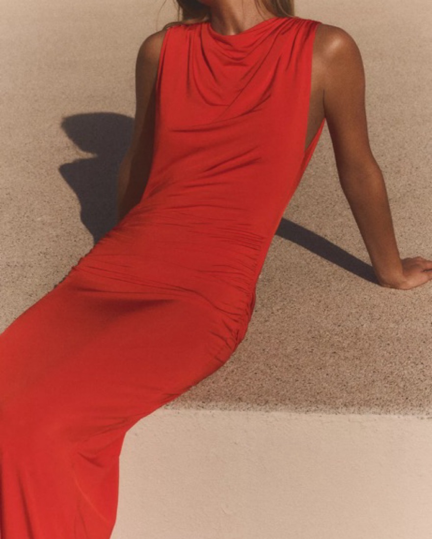 Red Orange Backless Dress by Zara - Pickle