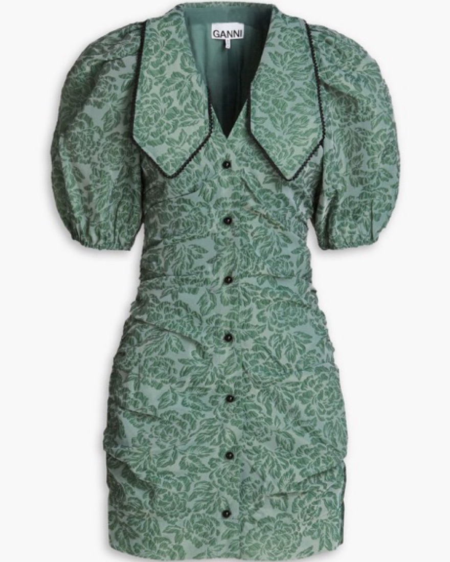 GANNI Jacquard Organza Mini Dress by Ganni - Pickle