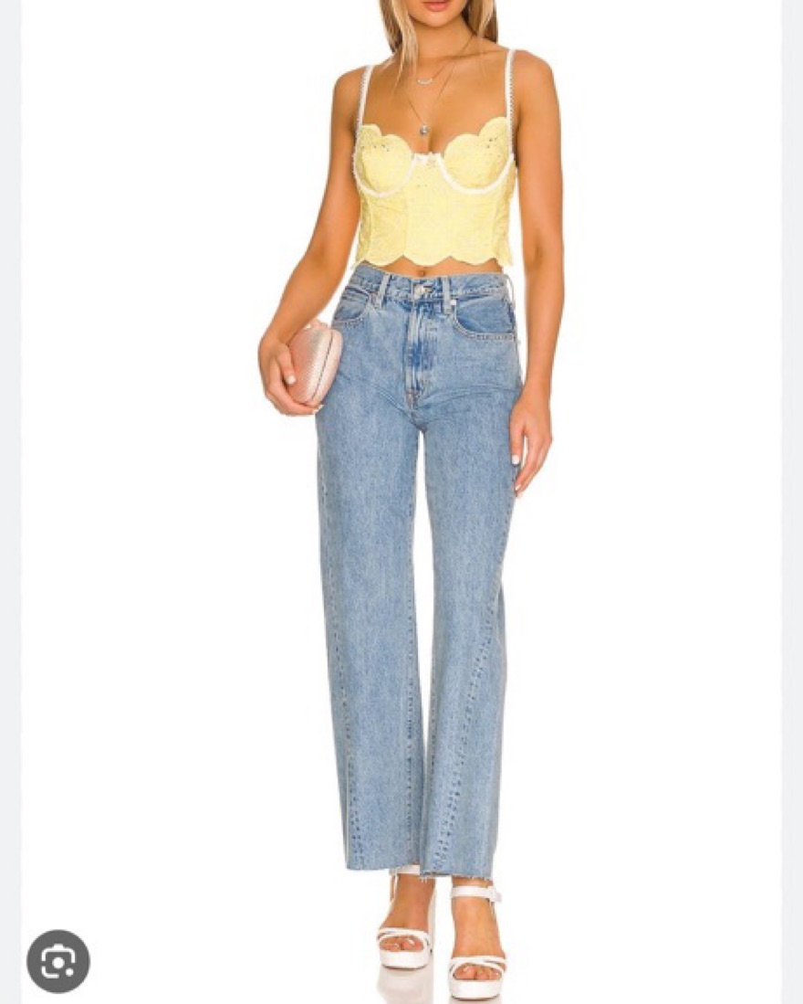 For Love & Lemons Yellow Lace Tank Top Pickle