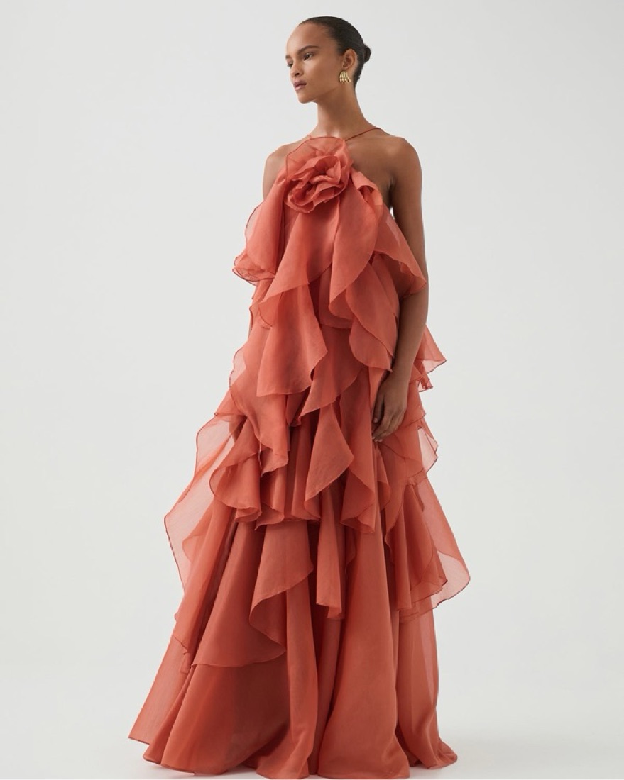 Aje Pandorea Layered Maxi Dress In Coral by Aje - Pickle