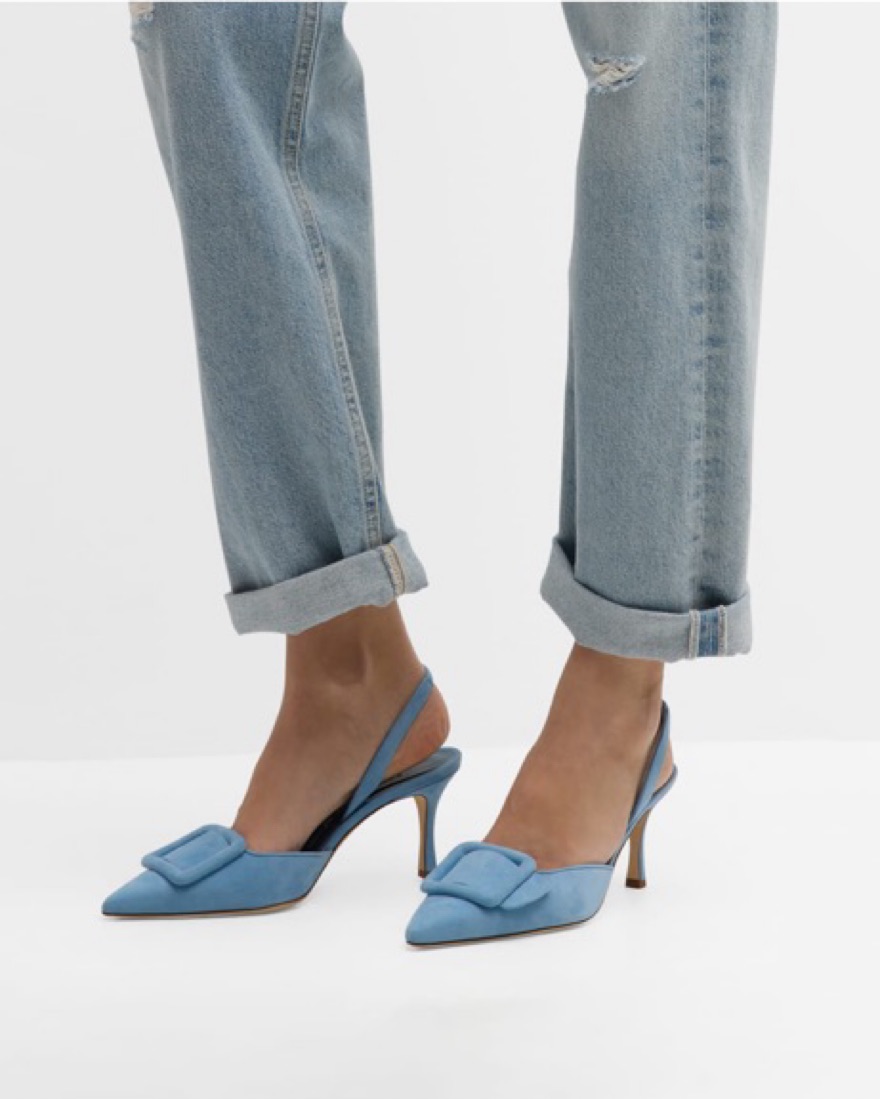 Manolo Blahnik Maysli Slingbacks by Manolo Blahnik - Pickle