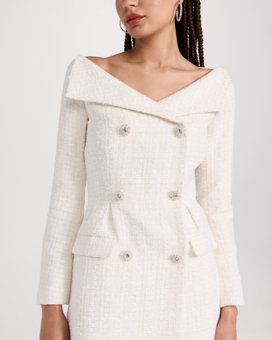 $585 Self Portrait Ivory Tweed Dress by Self Portrait - Pickle
