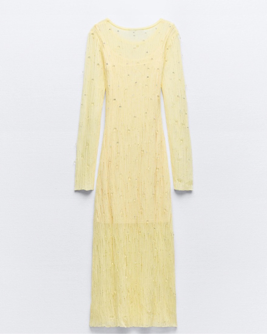 Knit Beaded Yellow Dress by Zara - Pickle