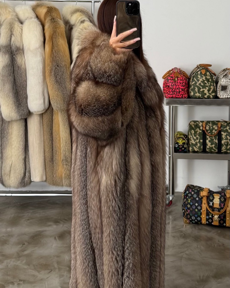 $9000 Crystal Fox Fur Full Length Coat by Vintage Fur - Pickle