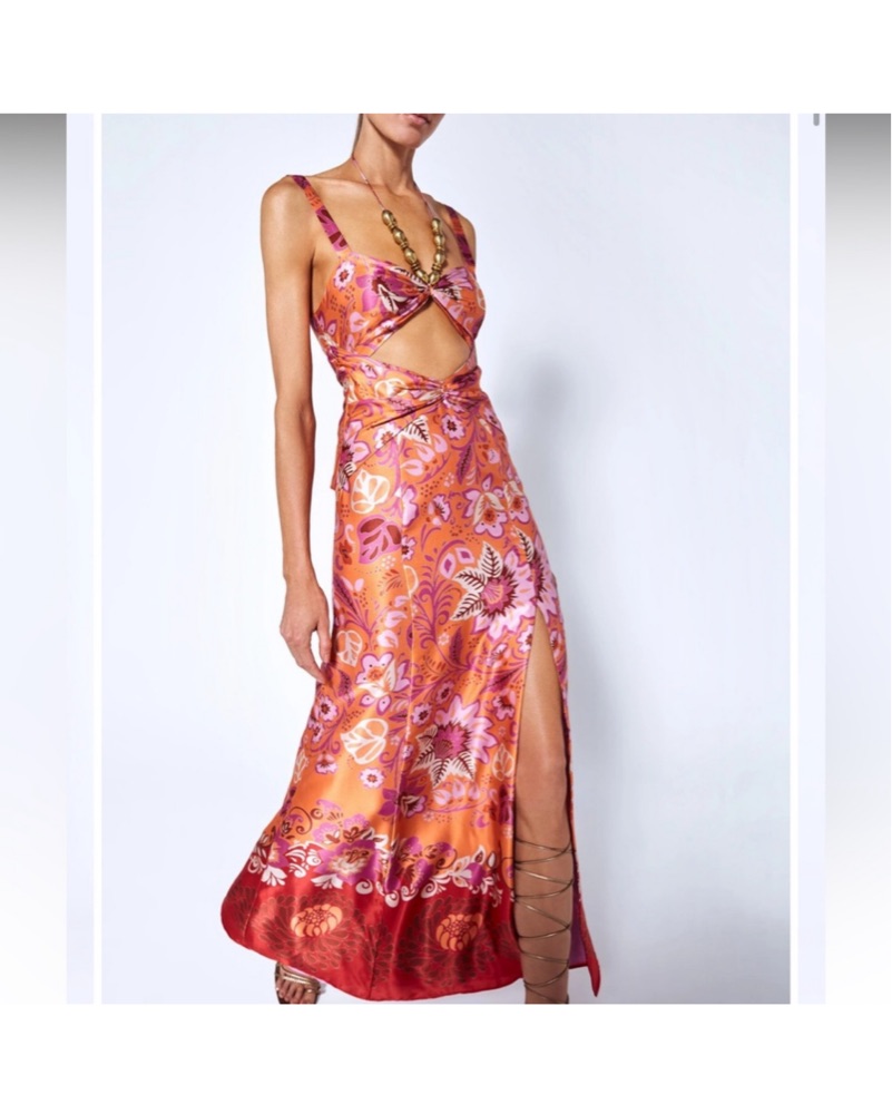 Alexis S Nisa Midi Dress - Orange / Pink by Alexis - Pickle