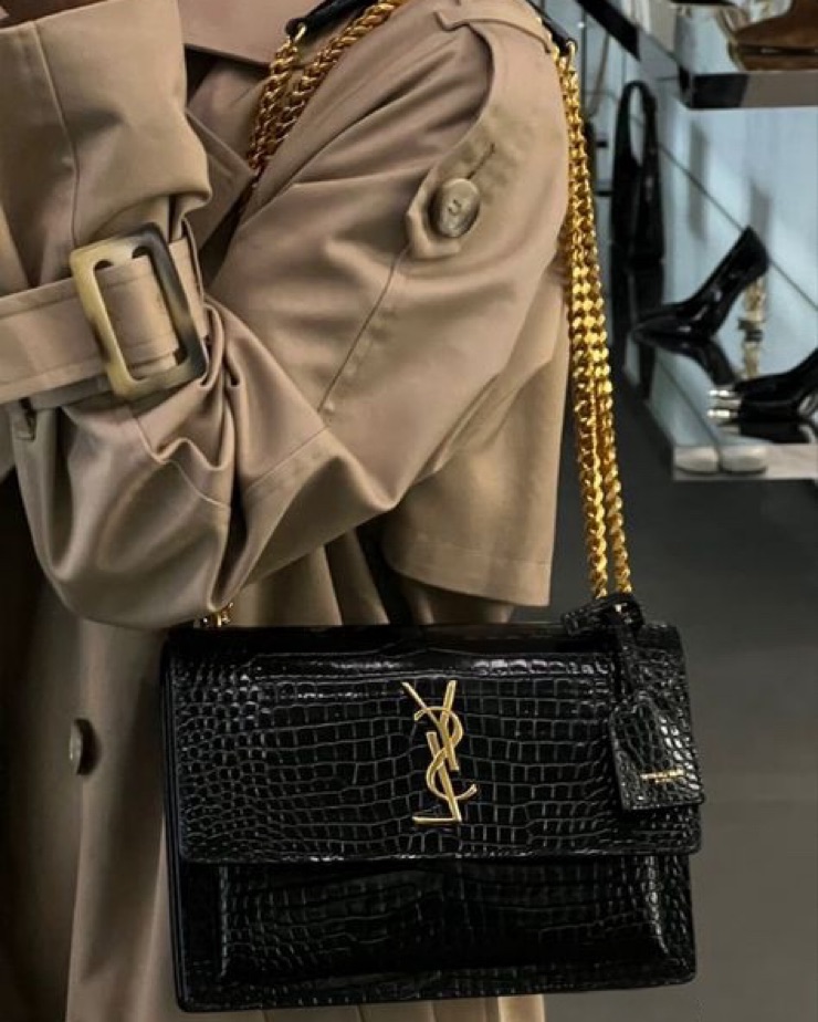 Saint Laurent Croc Sunset Bag by YSL - Pickle