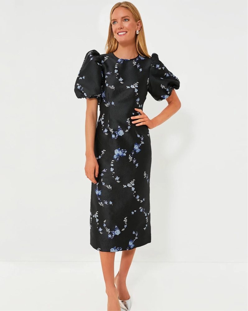 GANNI Black 3D Jacquard Open Back Midi by Ganni - Pickle