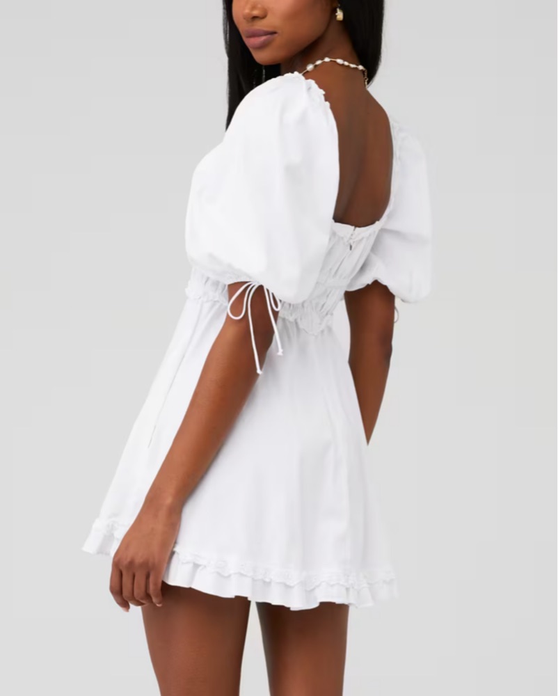 White Puff Sleeve Mini Dress | Pickle