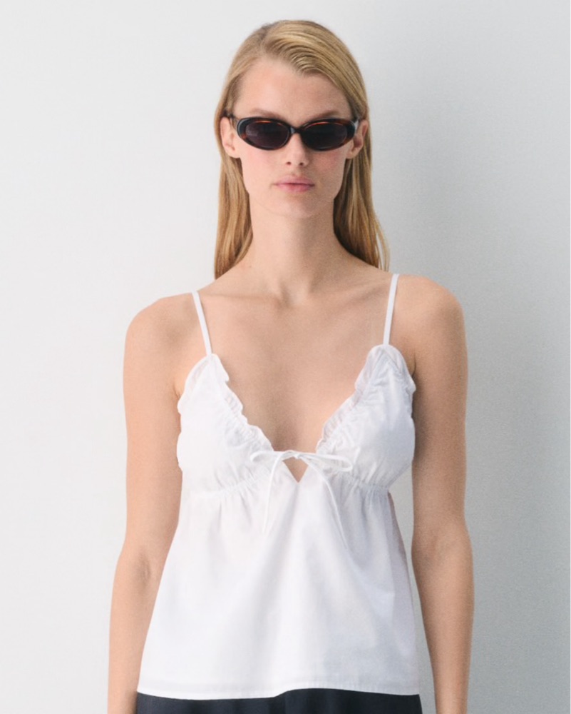 Trendy Ruffle-Trimmed White Tank Top by Aritzia - Pickle