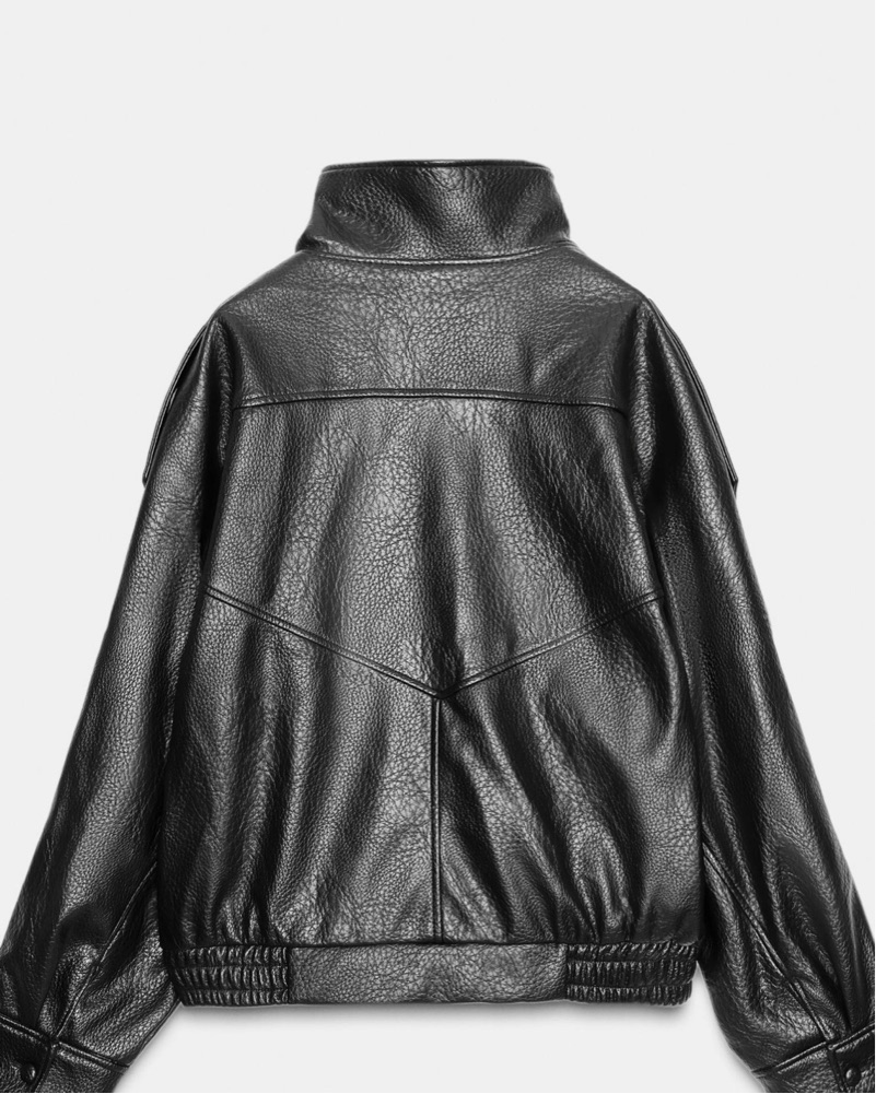 ZARA シャイニー加工 フェイクレザー シングルライダース L ブラック 美品 希少L ザラ ZARA バイカー フェイクレザー シングルライダース