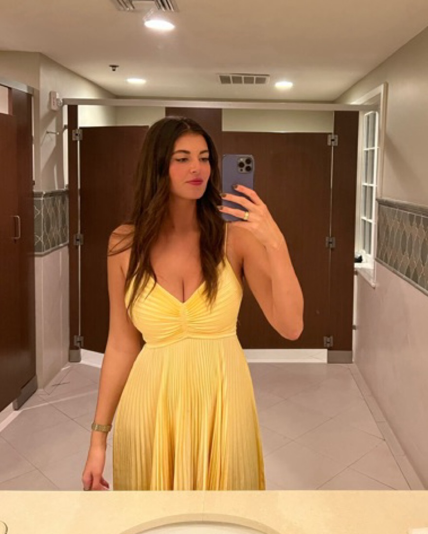 ALC Aries Yellow Pleated Satin Maxi by ALC - Pickle