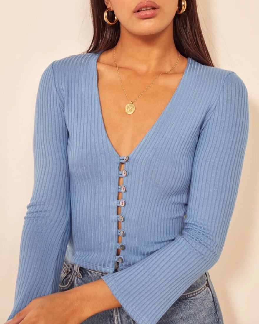 REFORMATION★GELLAR TOP Reformation Gellar Knit Top by Reformation - Pickle