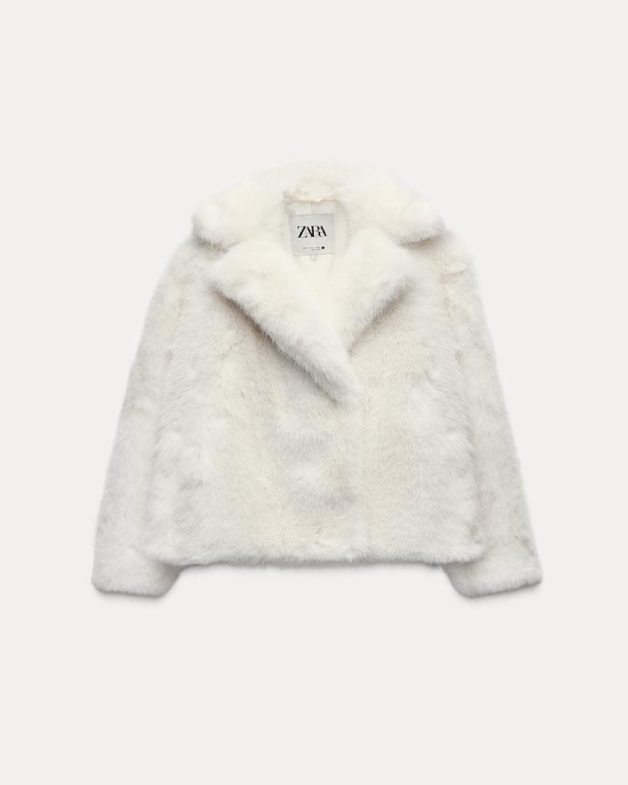 ZARA ホワイト ファーコート L White Zara Fur Coat by Zara - Pickle