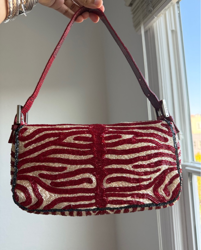 Fendi Beaded Baguette Red Zebra Stripe by Fendi - Pickle