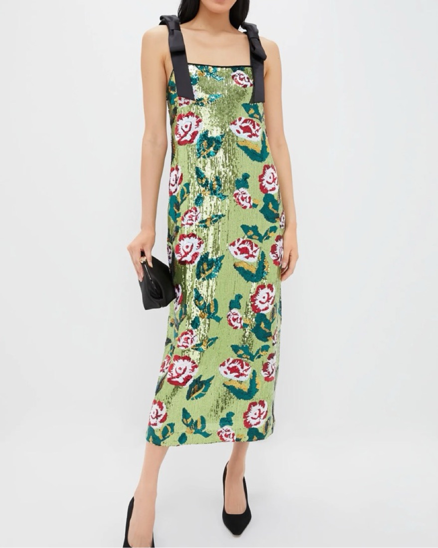 Tuckernuck Floral Sequin Roxy Dress XS/S by Tuckernuck - Pickle