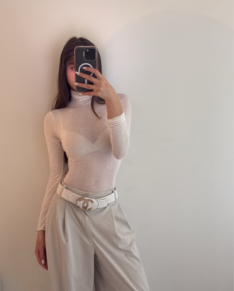 Chanel White Leather CC Buckle Belt by Chanel - Pickle