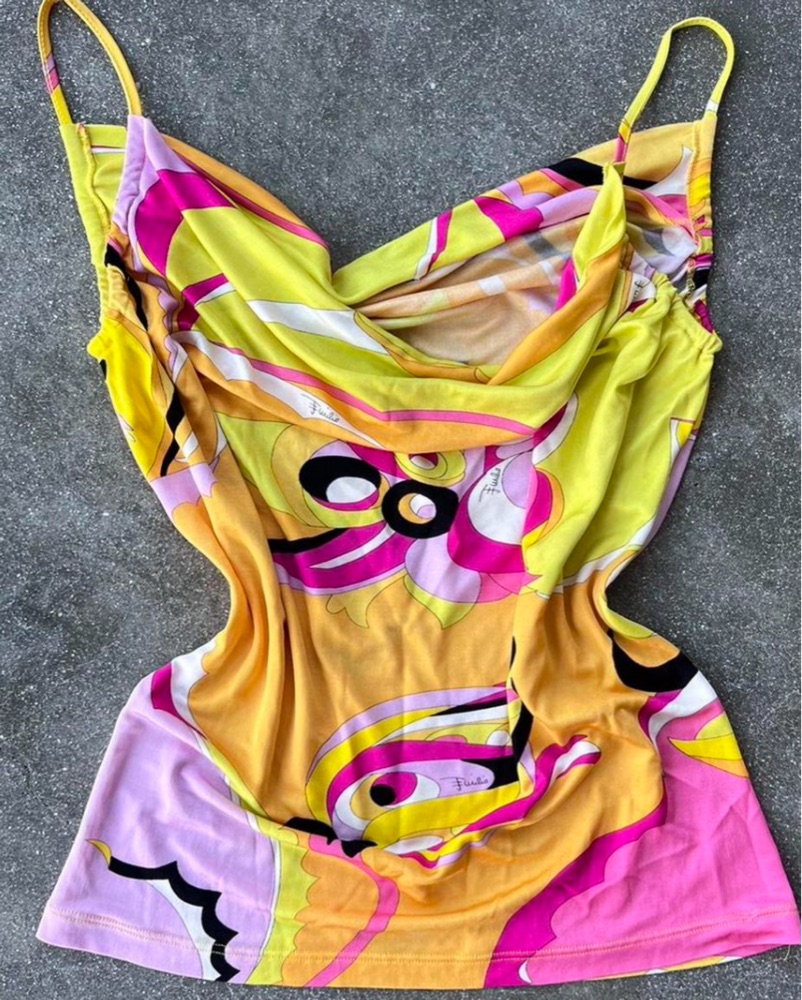 未使用★EMILIO PUCCI タンクトップ S EMILIO PUCCI Tank Top Size XS Geometric Pattern Stretch New From