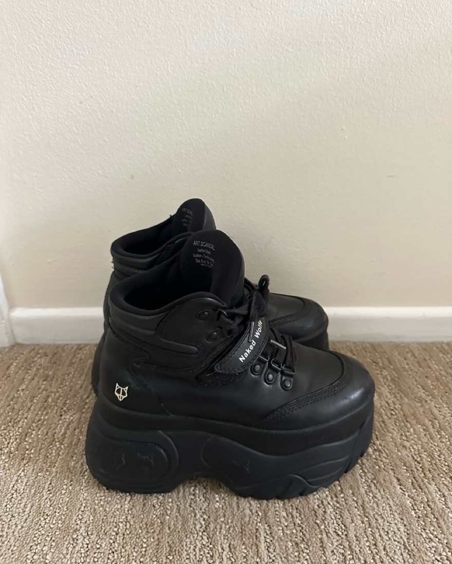 Naked wolfe Black Leather Platform Shoe by Naked Wolfe - Pickle