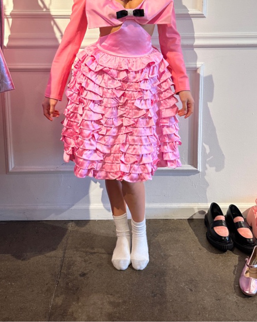 ワンピース Shushu/Tong Pink Check Minidress $850 SHUSHU/TONG NEW Sparkling Embellished Mini Dress UK12 Qipao