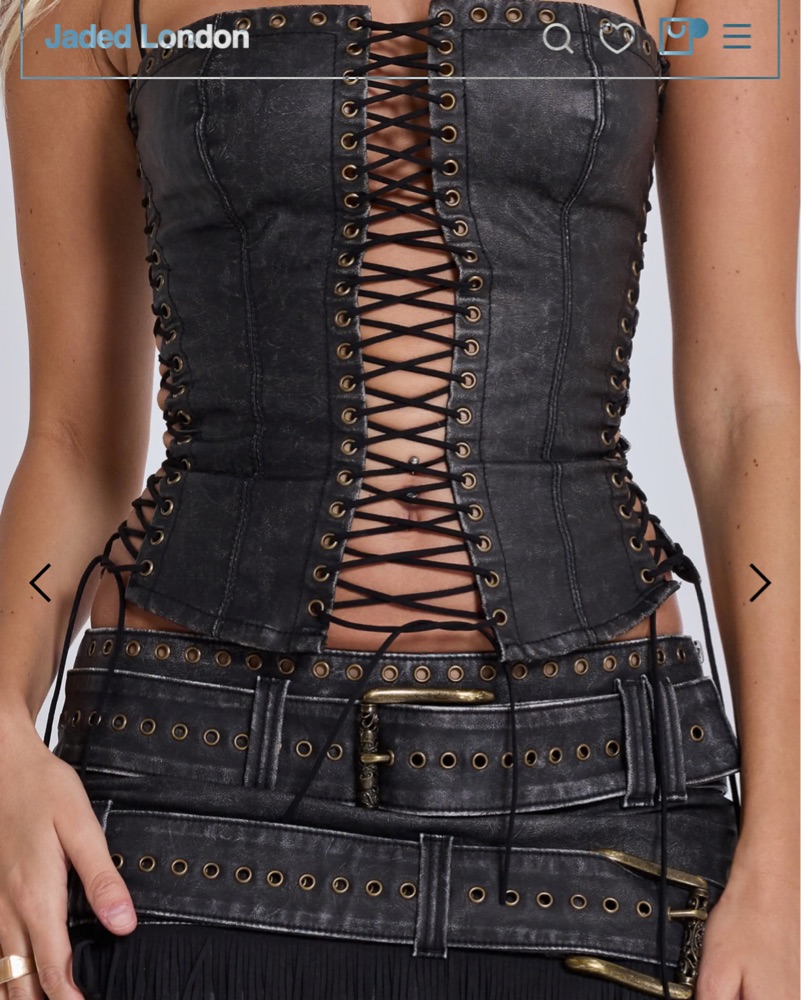 JadedLondon Odile Leather Skirt Set by Jaded London - Pickle