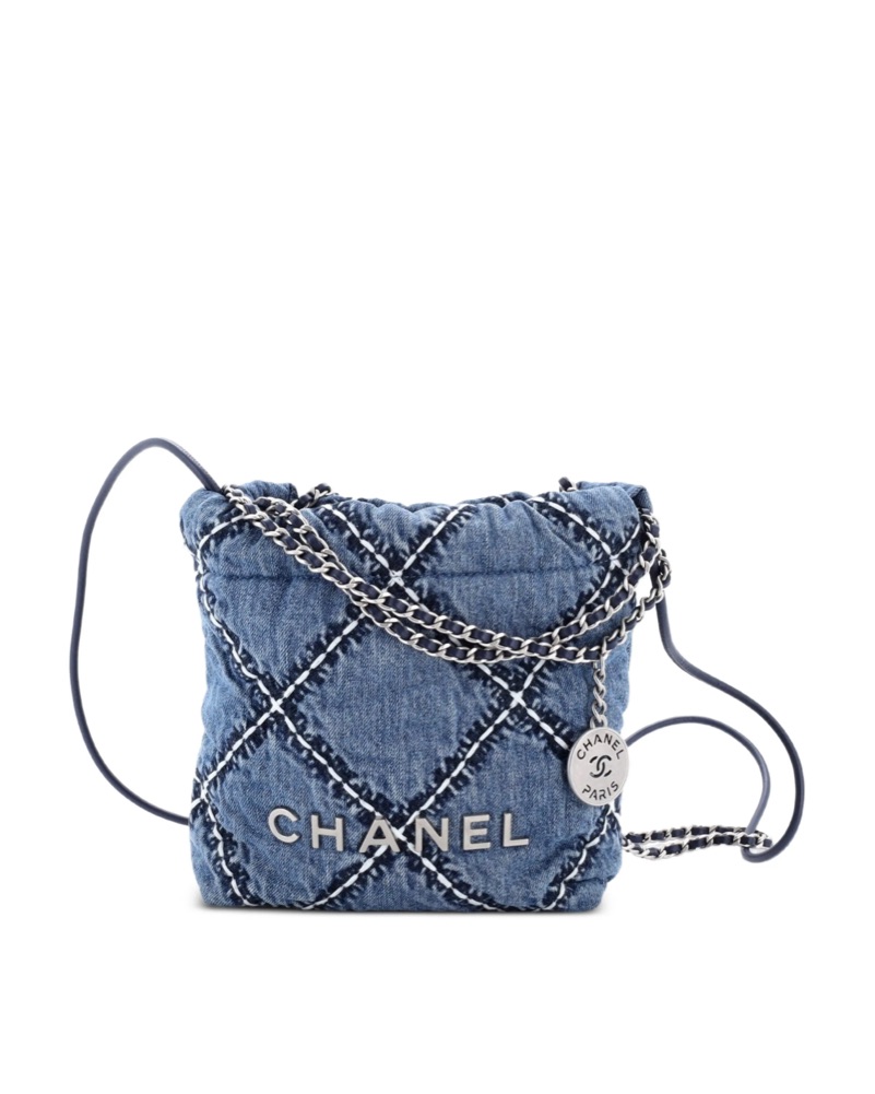 Chanel 22 Denim Quilted Mini Bag by Chanel - Pickle