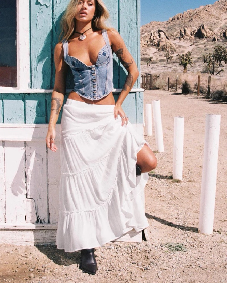 Flowy White Maxi Skirt by Princess Polly - Pickle
