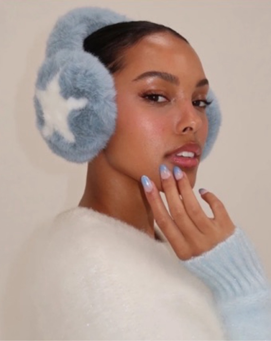 Star Ear Muffs In Light Blue by Emi Jay - Pickle
