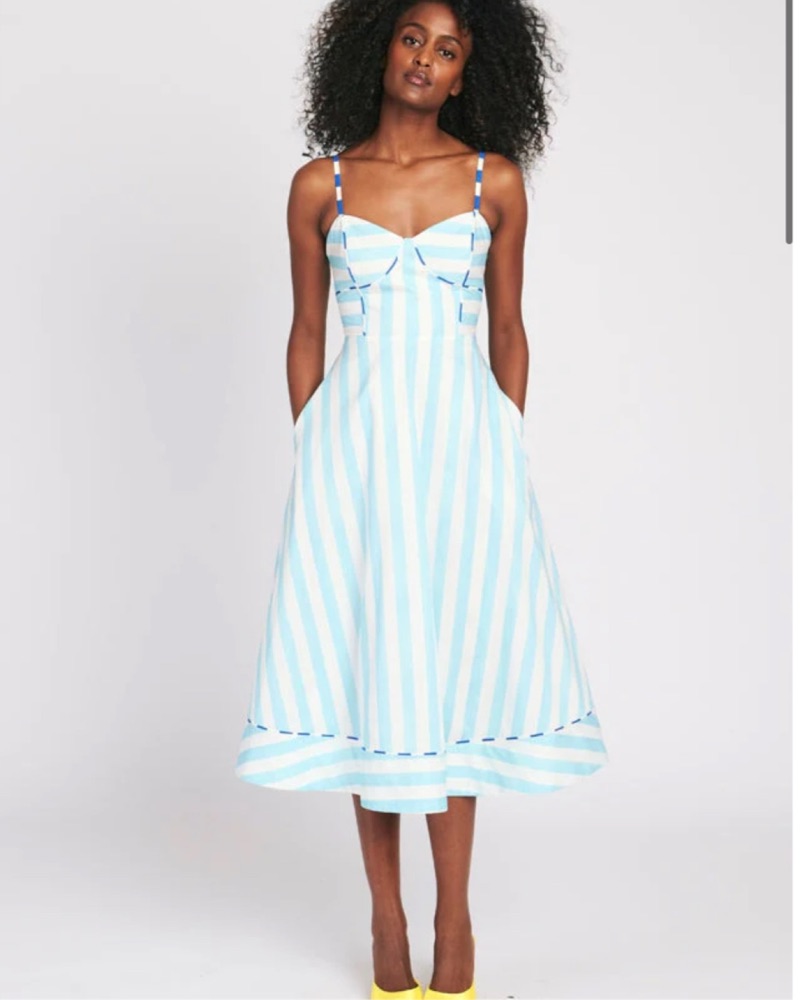 Harper Blue Striped Midi Dress by Rachel Antonoff - Pickle