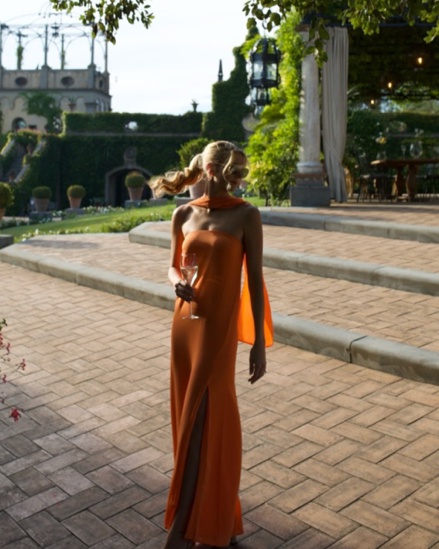 Weddng Guest Orange Dress Neck Scarf by The-Are - Pickle