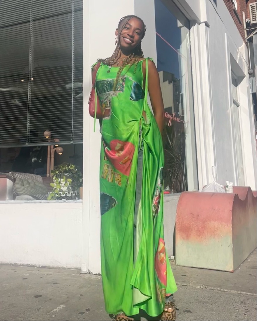 Acne Studios Green Silk Dayla Dress by Acne Studios - Pickle