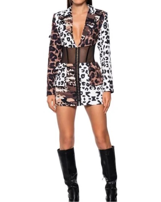 Animal print blazer dress shop