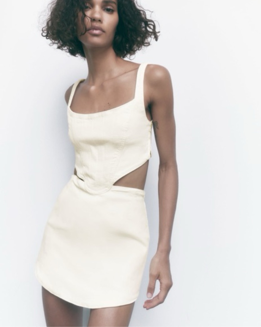 Zara White Denim Cut Out Mini Dress by Zara - Pickle