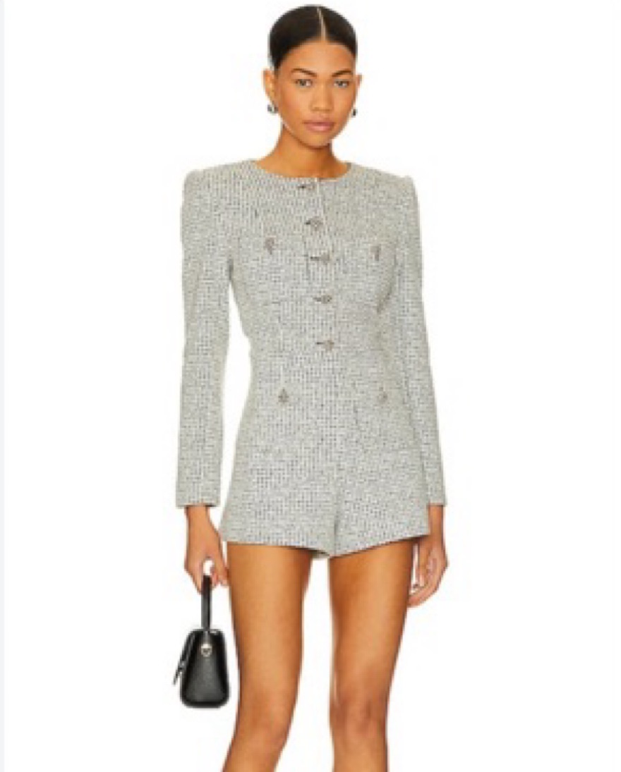 Alice + Olivia Gray Tweed Romper by Alice & Olivia - Pickle