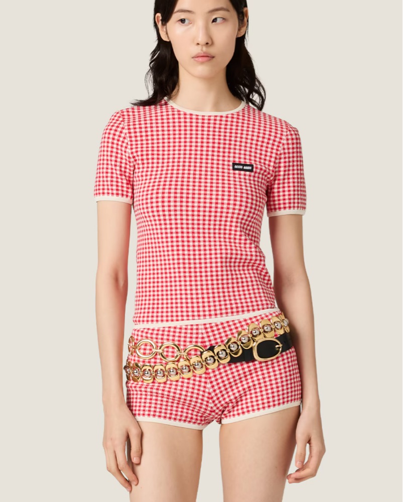 Miu Miu Viscose Gingham Set by Miu Miu - Pickle