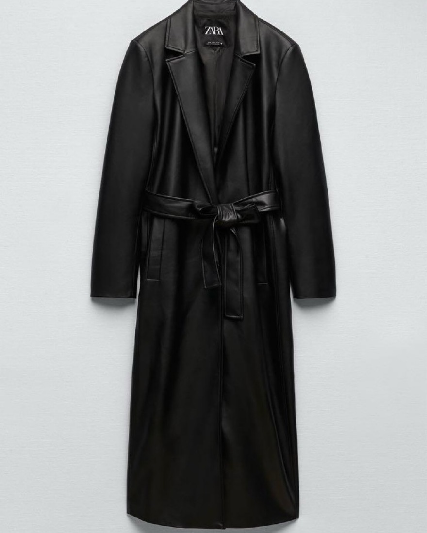 Black Leather Trench Coat by Zara - Pickle