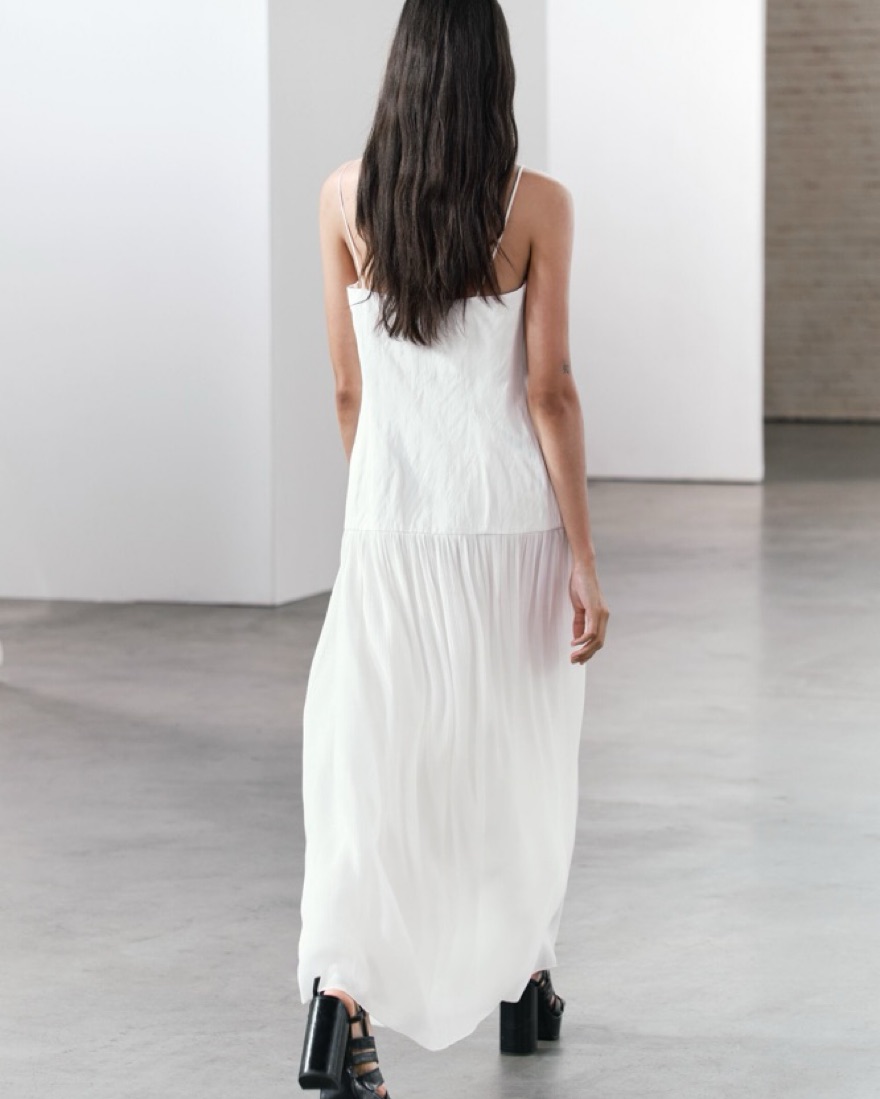 Zara Drop Waist White Midi Dress by Zara - Pickle