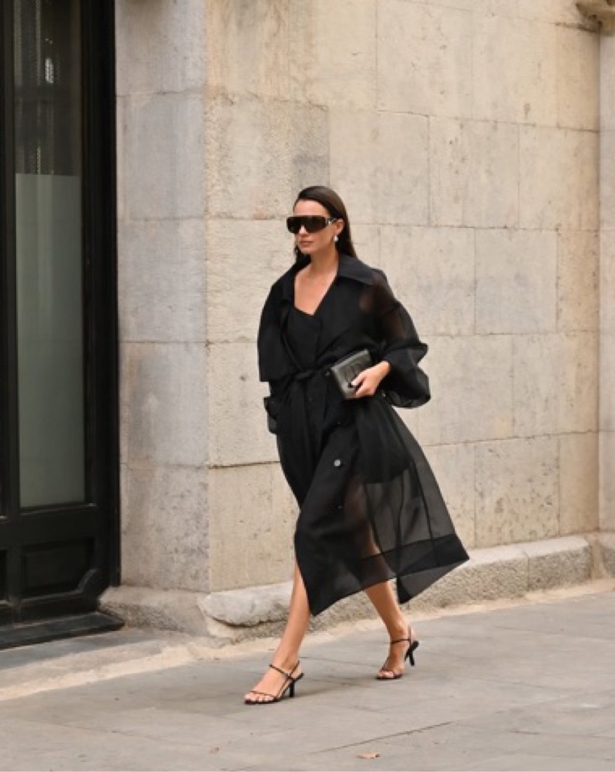 美品★ 4WAY SHEER DOCKING TRENCH MAVIS OVERSIZED SHEER TRENCH - BLACK by The Frankie Shop - Pickle