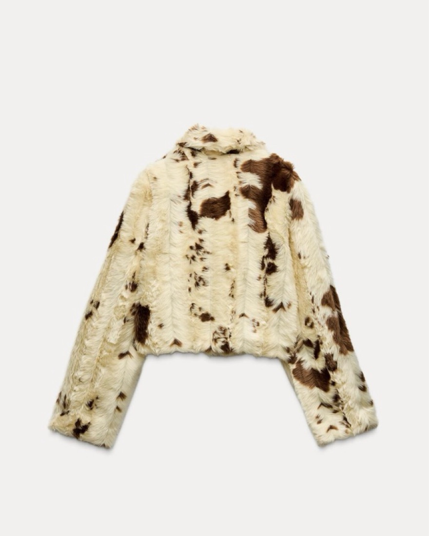 Zara faux fur animal print jacket by Zara - Pickle