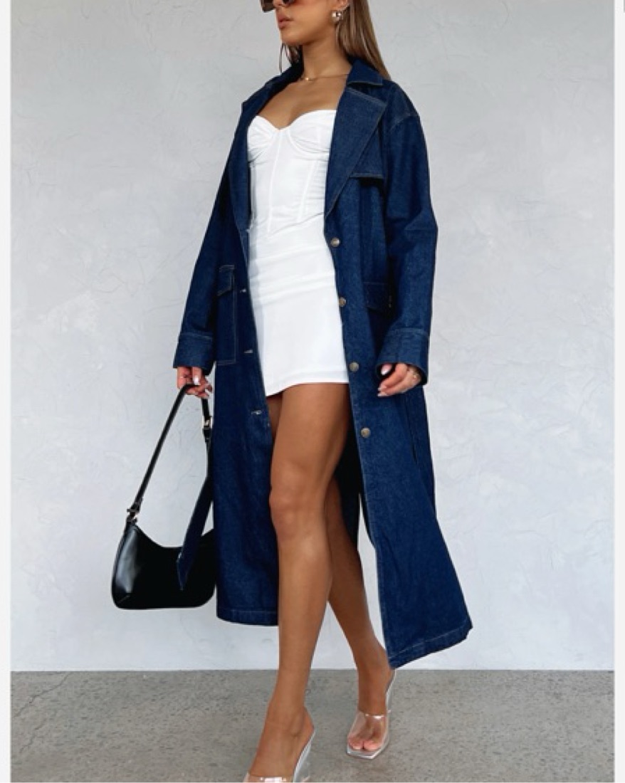 White Fox Denim Trenchcoat by White Fox Boutique - Pickle