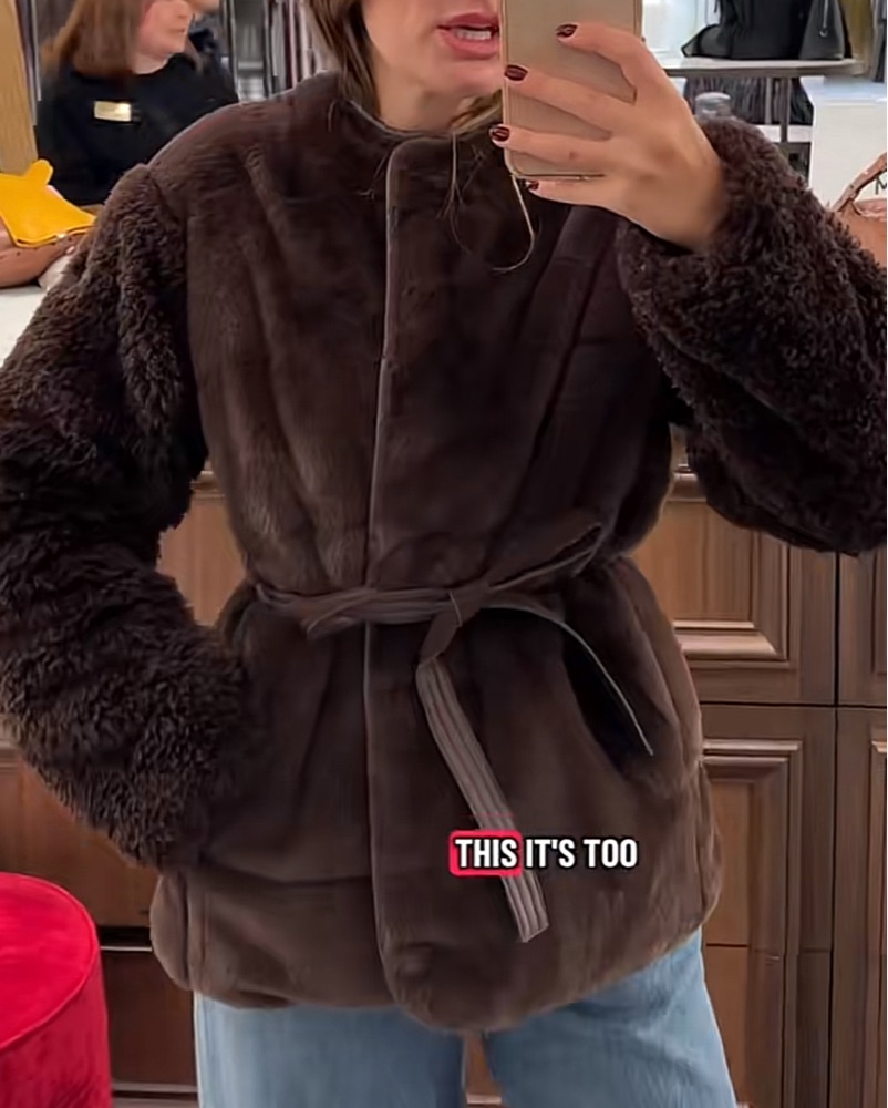 【極美品】MONCLER モンクレール ウール 羊毛 ブラウン フリンジ Moncler Brown Faux Fur Coat by Moncler - Pickle