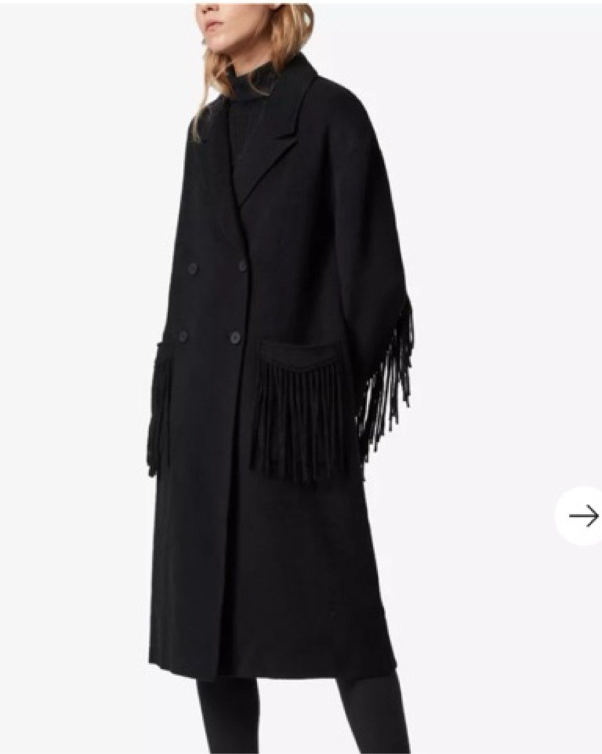 All Saints Freya Fringe Coat by All Saints - Pickle