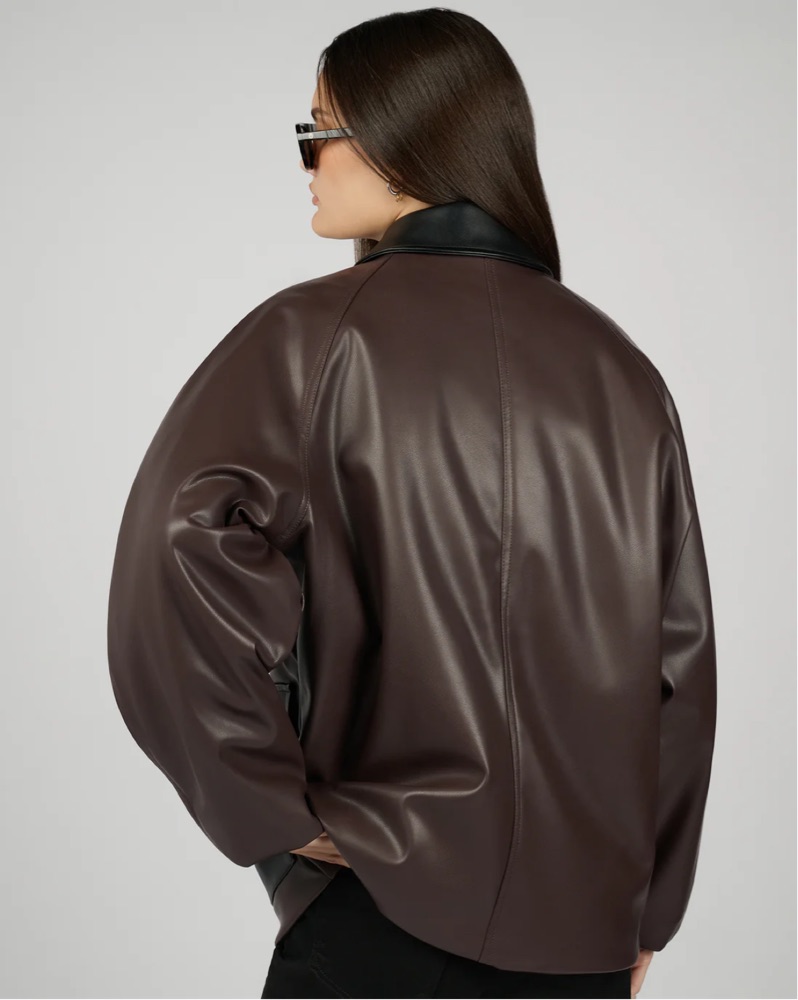 Cocoon Faux Leather Jacket by WEWOREWHAT - Pickle