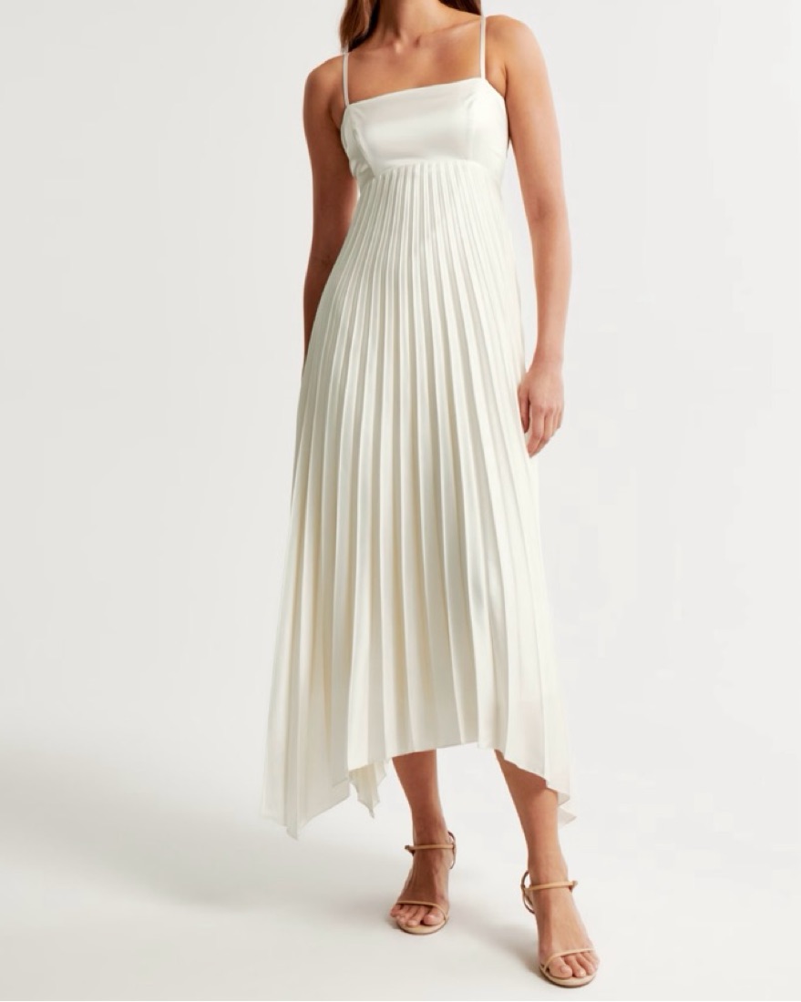 The A&F Clasp-Back Pleated Midi Dress by Abercrombie and Fitch