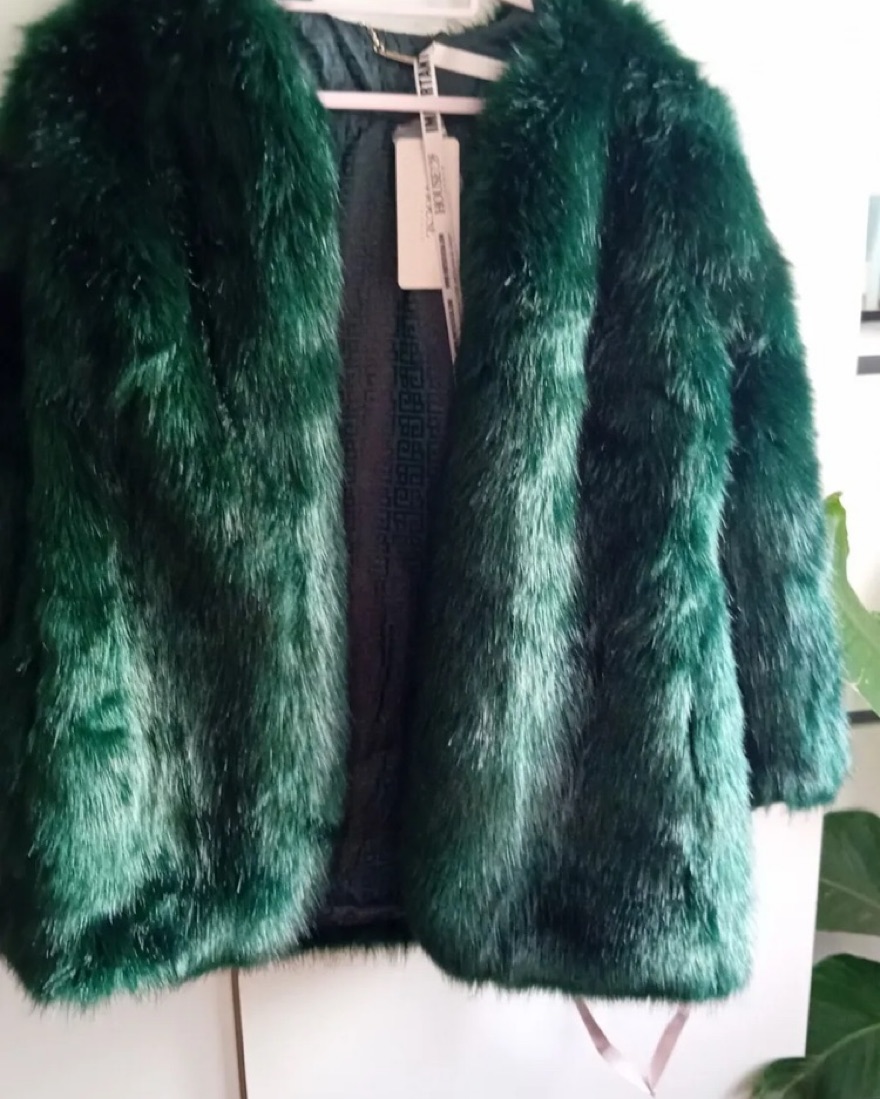 House Of CB Faux Fur Green Mob Wife Coat by House of CB - Pickle