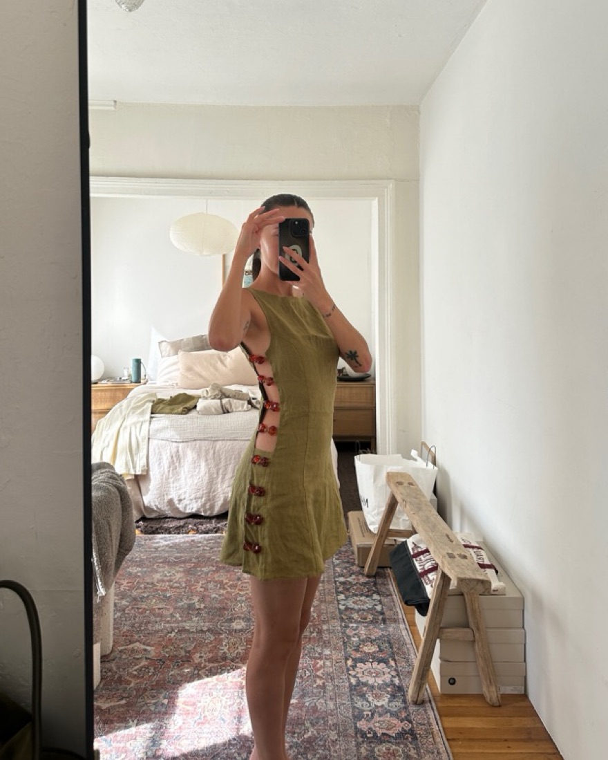 Vrg Grl Linen Mini Dress Set by VRG GRL - Pickle