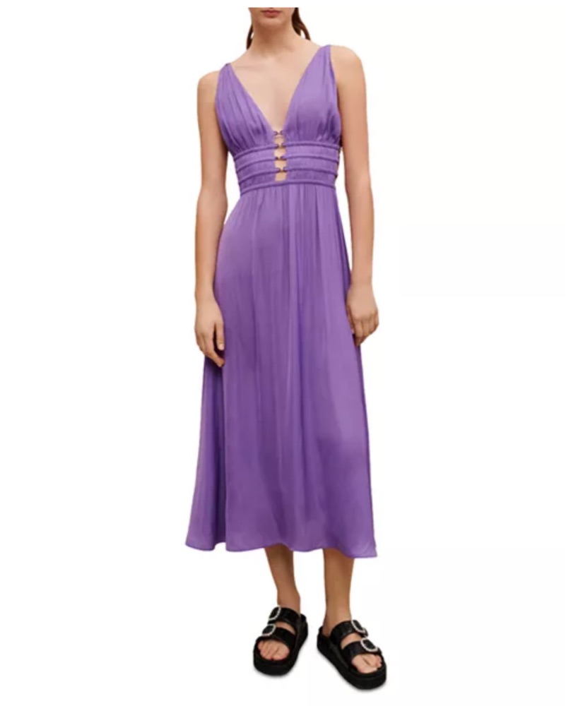 Maje Ryala V Neck Dress Size 34 by Maje - Pickle