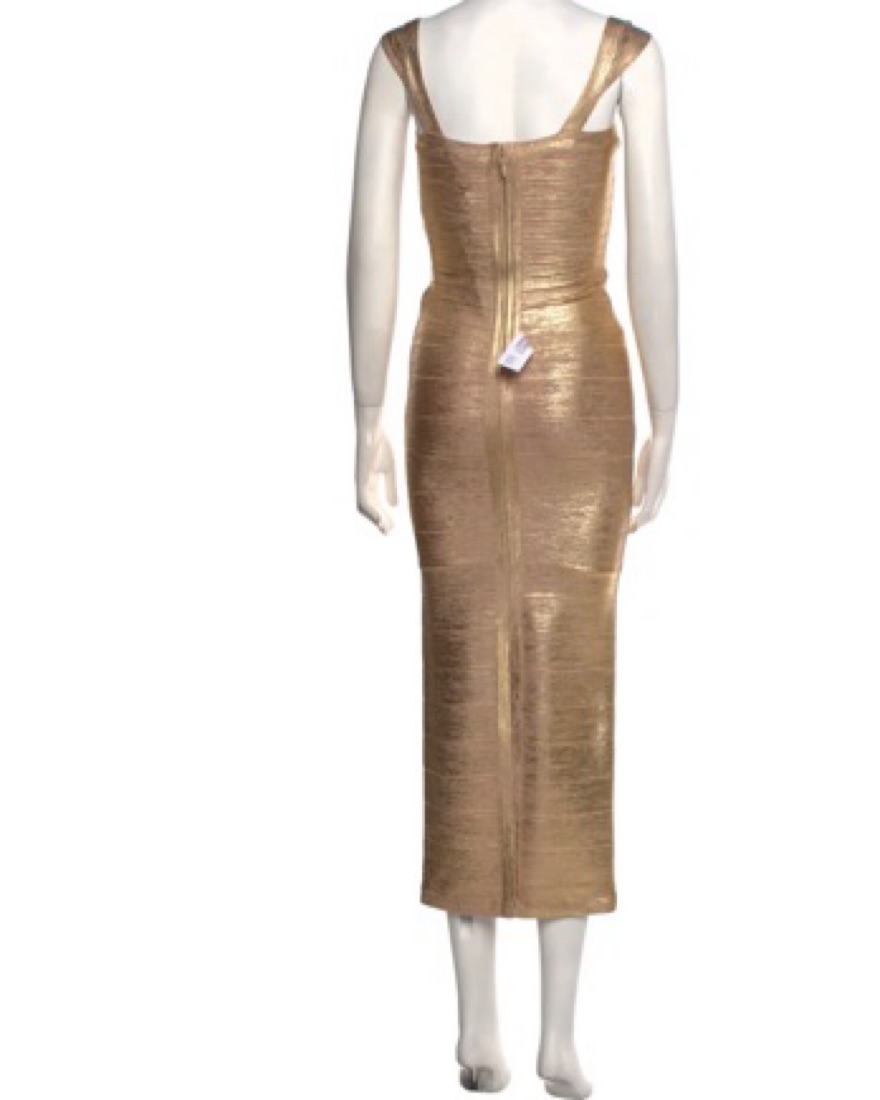 Gold Herve Leger Gown by Herve Leger - Pickle